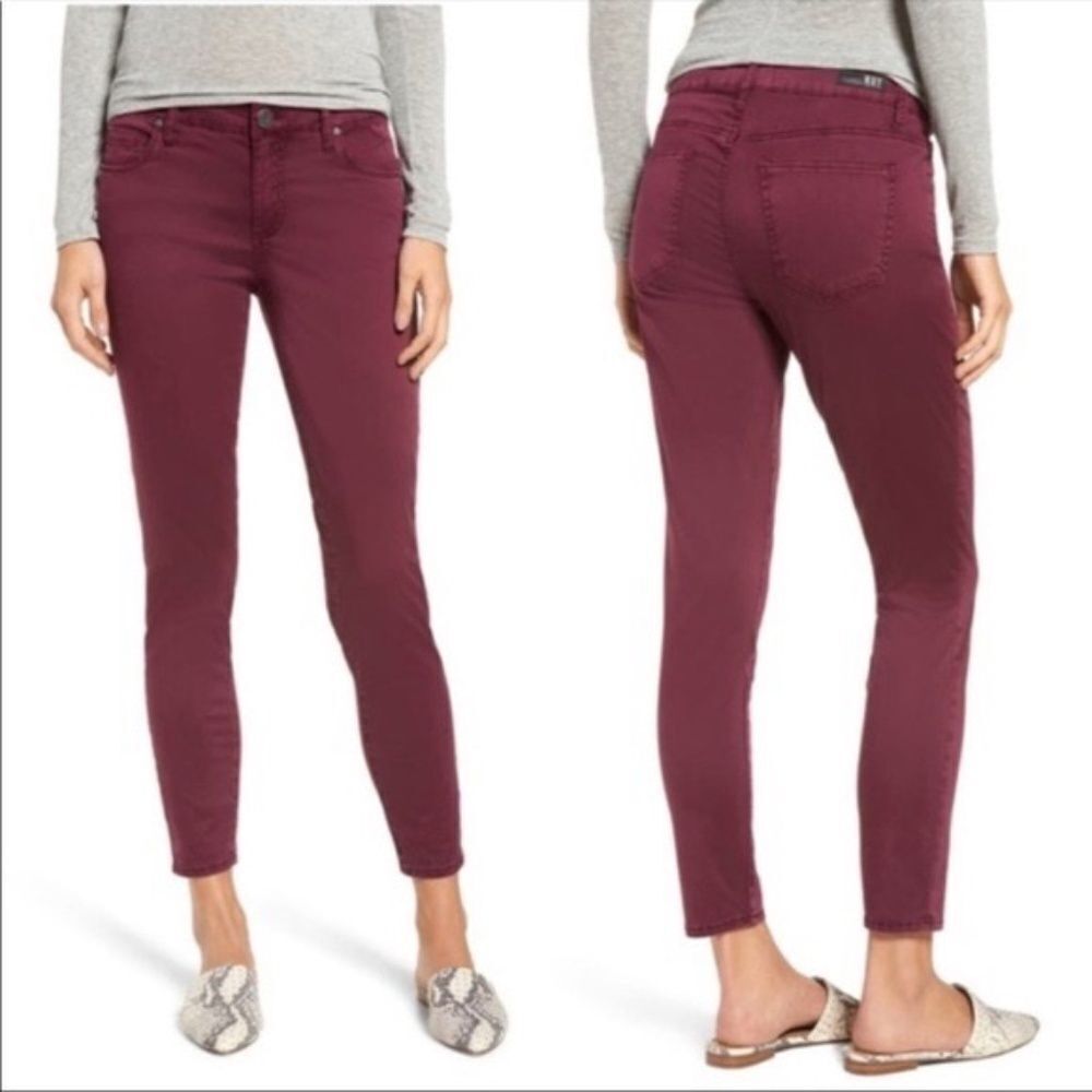 Kut From The  Kloth Donna Maroon Ankle Skinny Pants‎ Sz 8P